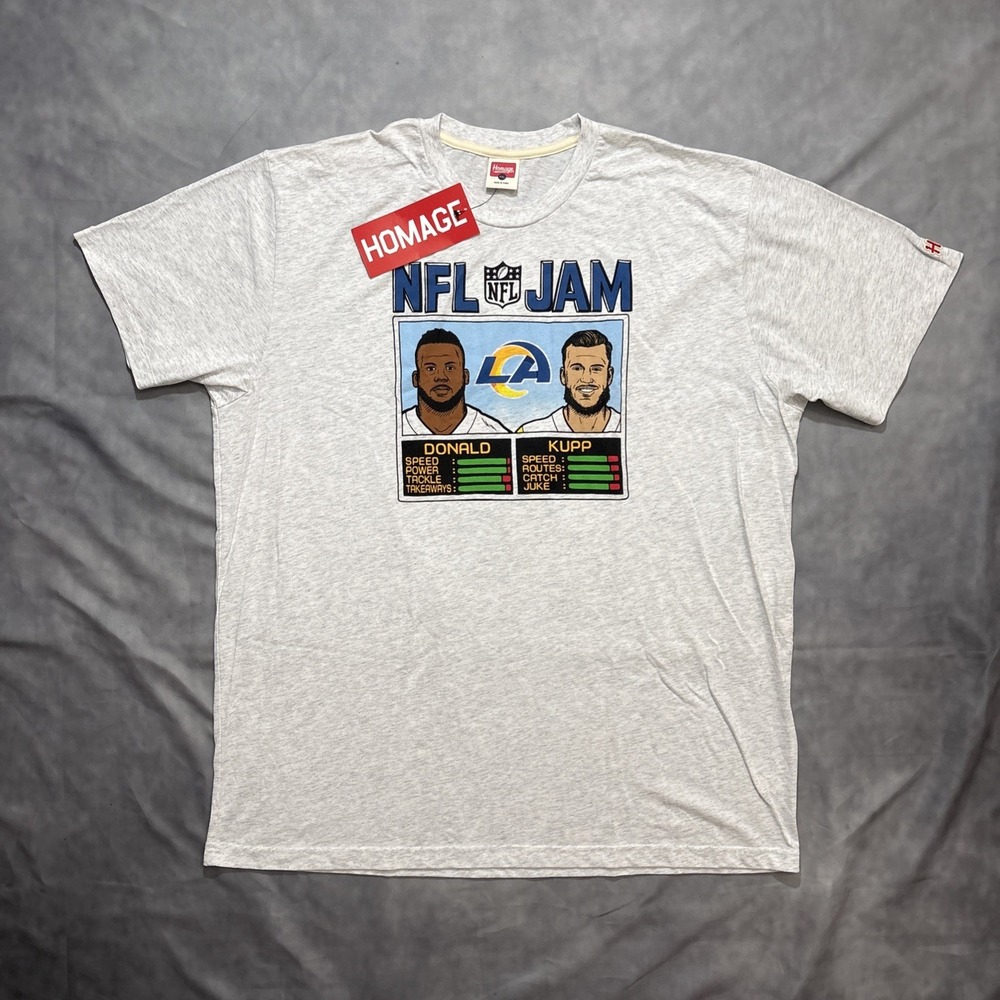 Homage Aaron Donald & Cooper Kupp Ash Los Angeles Rams NFL Jam T-Shirt Men's XXL